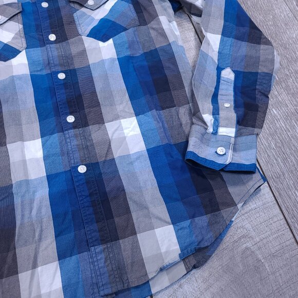 RM Williams Mens Western Button Up Shirt Size Small Blue Plaid Cotton Top - Picture 3 of 6